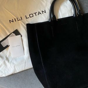 NEW Nili Lotan NL Tote in Black Suede